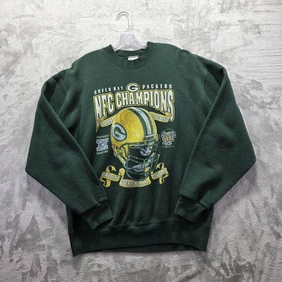 Vintage Green Bay Packers Sweater Mens XL NFL NFC Champions Super Bowl XXXI 90s - Picture 1 of 10